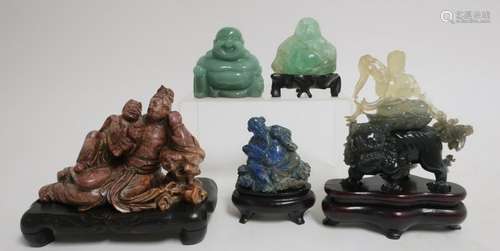 5 Chinese Hardstone Figural Carvings