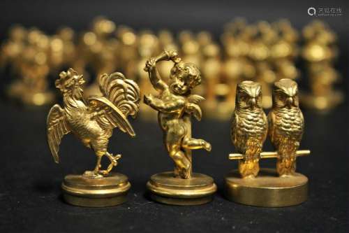 19 French Gilt Placecard Holders