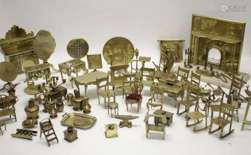 Asstd. Antique Brass Miniature Furniture & Access.