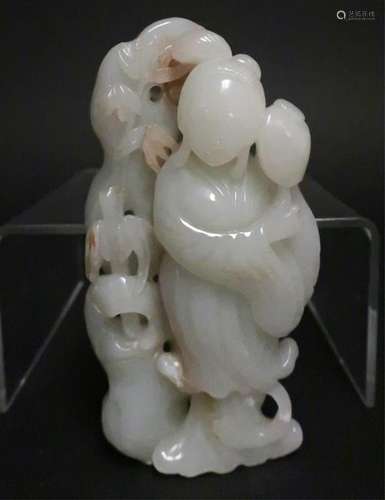 Chinese Carved White Jade Maiden Figure