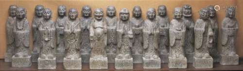 18 Asian Carved Stone Standing Figures