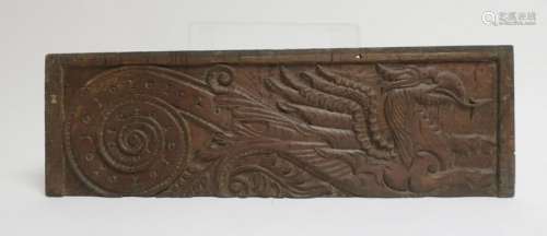 English Carved Oak Frieze of a Dragon