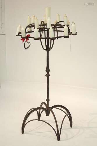 English Jacobean Style Wrought Iron Candleabrum