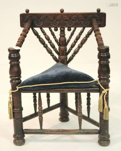 Elizabethan Turned Oak Armchair, 1628