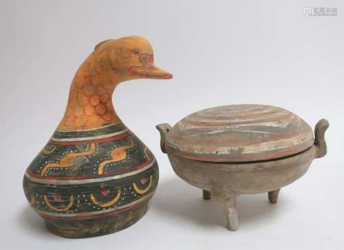 Han Dynasty Covered Censer and Duck Neck Jar
