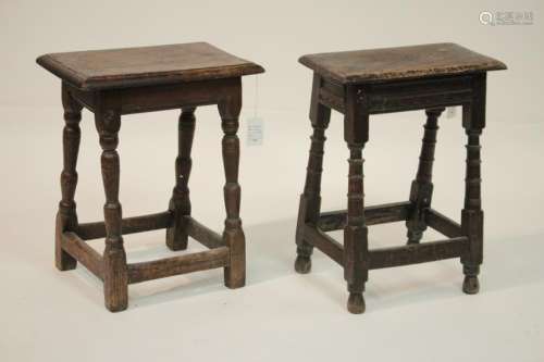 English Jacobean Oak Joint Stool with Later Stool