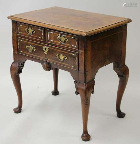 George I Inlaid Walnut Lowboy, E 18th C