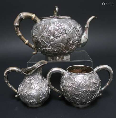 Chinese Export Silver Tea Set - Kwong Man Shing