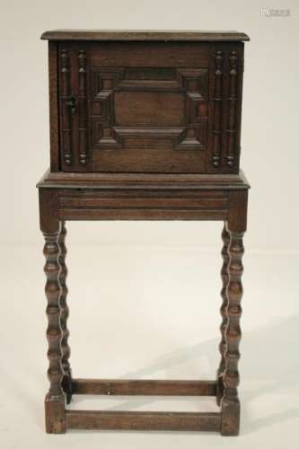 Jacobean Style Oak Fitted Cabinet on Stand