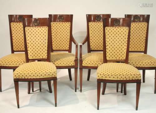 Set 6 Directoire Style Fruitwood Dining Chairs