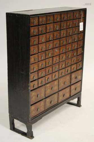 Asian Red and Black Apothecary Cabinet