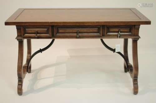 Spanish Baroque Style Oak Library Table/Desk