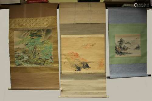 Three Japanese Watercolor Scrolls