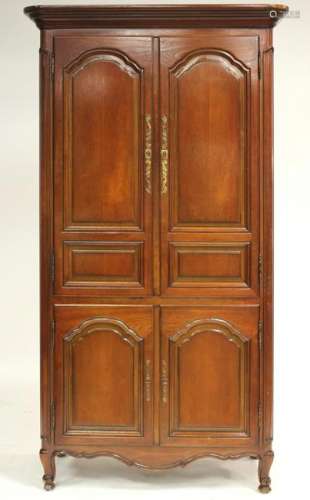 Louis XV Style Walnut Finished Linen Press