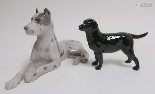 2 Dog Figurines: B&G G.Dane & a Royal Doulton Lab