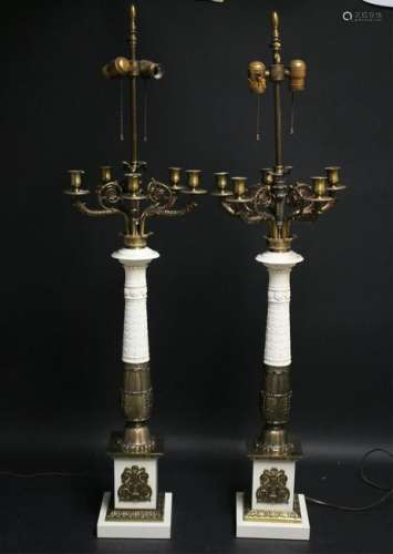 Pair Empire Style Candelabra Lamps