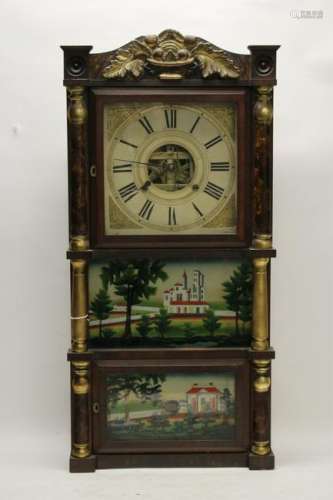 Birge Mallory and Co Triple Decker Clock c. 1840