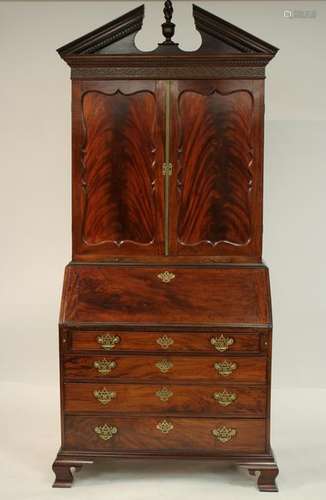 18th c Pennsylvania Mahogany Chippendale Secretary