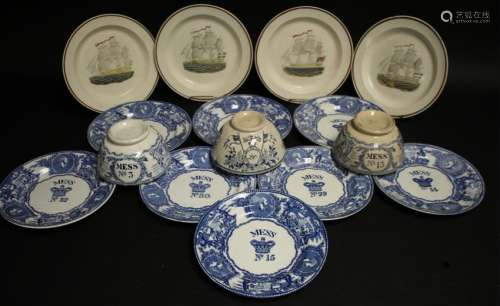 15 Pcs. Antique British Naval Mess Plates etc.