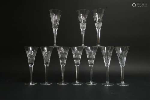 Ten Waterford Crystal Tall Champagne Flutes