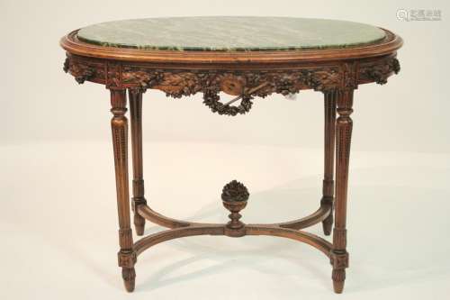 French Provincial Marbletop Well Carved Table 19th