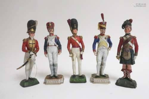 5 Porcelain Military Guards