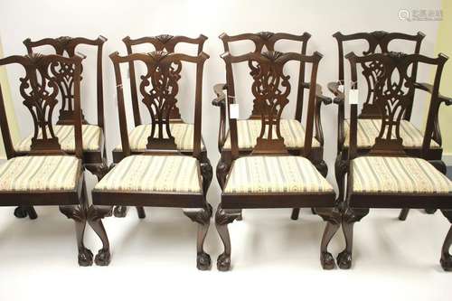 Set of 8 Chippendale Style Dining Chairs