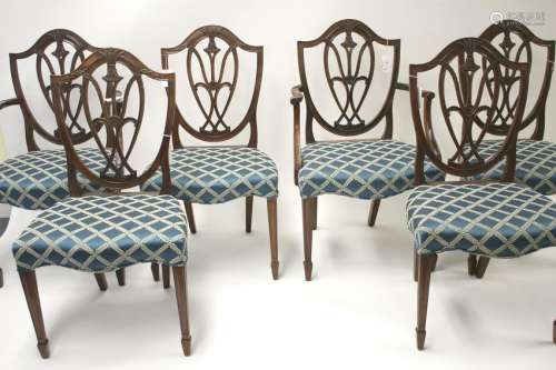 Set of 6 George III Mahogany Shieldback Chairs