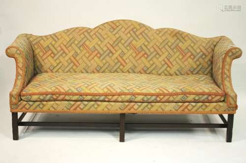 George III Style Mahogany Camelback sofa