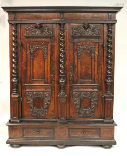 Continental Baroque Cabinet with Carved Putto