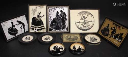 10 Silhouettes, American,20th c., Various Grounds