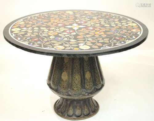 Pietra Dura Table on Islamic Metal Base 2 of 2