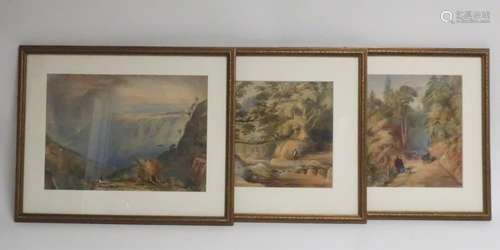 British Sch,  3 Scenes of Northern India, c. 1840