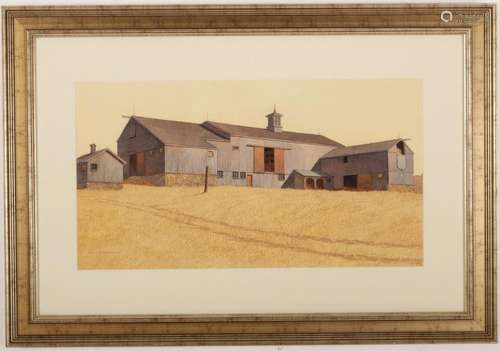 John C. Wenrich American, Prairie Barns, W/C