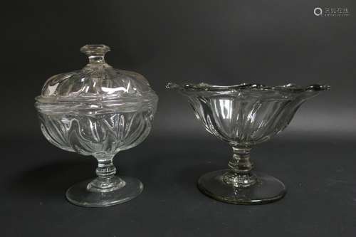 Two Blown Clear Glass Items, 19th C