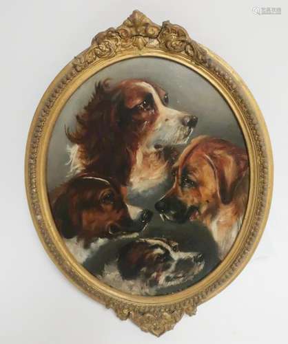 G. Davis 19th c. British, Dog Portraits, Oval O/P