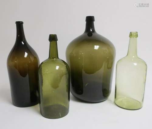 4 American Large Blown & Blown Mold Bottles