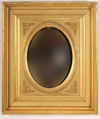 Giltwood American Mirror with Oval Plate, 19th c.