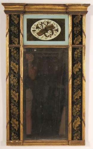 19th c. American Giltwood and Eglomise Mirror