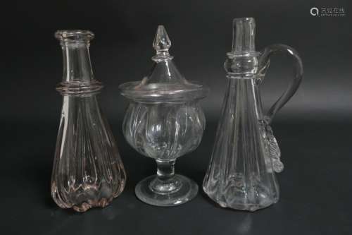 3 American Clear Blown +/or Pillar Molded Glass