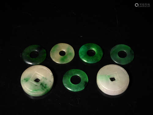 A GROUP OF JADEITE ORNAMENTS, 19TH CENTURY