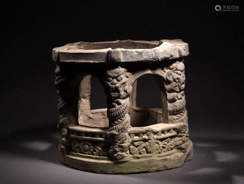 A CARVED BRICK STAND, 18-19TH CENTURY