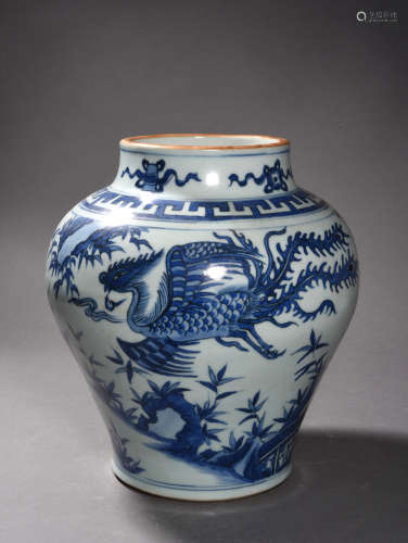 A BLUE AND WHITE JAR, SHUNZHI PERIOD