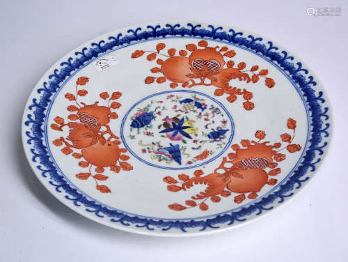 A BLUE AND WHITE IRON RED PLATE, GUANGXU PERIOD