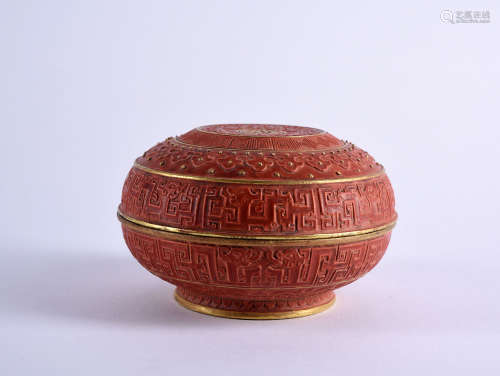 AN IMITATION CINNABAR LACQUER BOX AND COVER, 18-19TH CENTURY