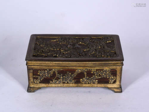 A RETICULATED BRONZE BOX, 19TH CENTURY