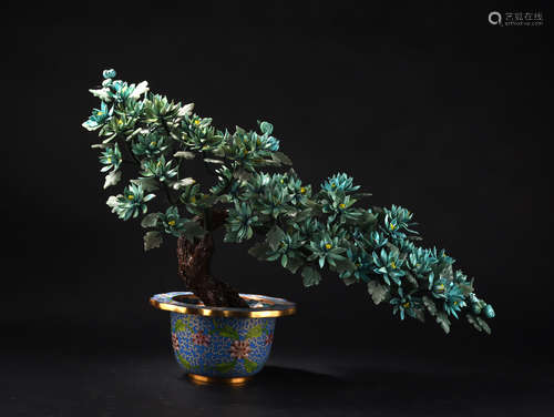 A TURQUOISE BONSAI, 20TH CENTURY