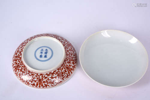 A PAIR OF IRON-RED DISHES, YONGZHENG PERIOD