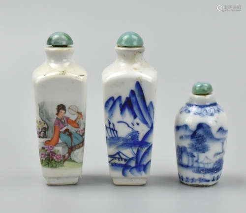 (3) Three Chinese Snuff Bottles,19-20th C.