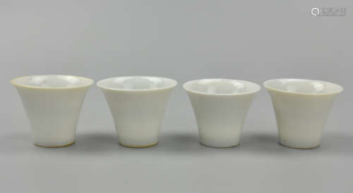 (4) Four Small Chinese White Glazed Cups, 19th C.